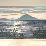 井堂雅夫木版画「近江富士」