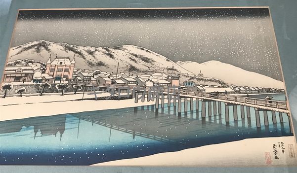 橋口五葉「京都三條大橋」木版画